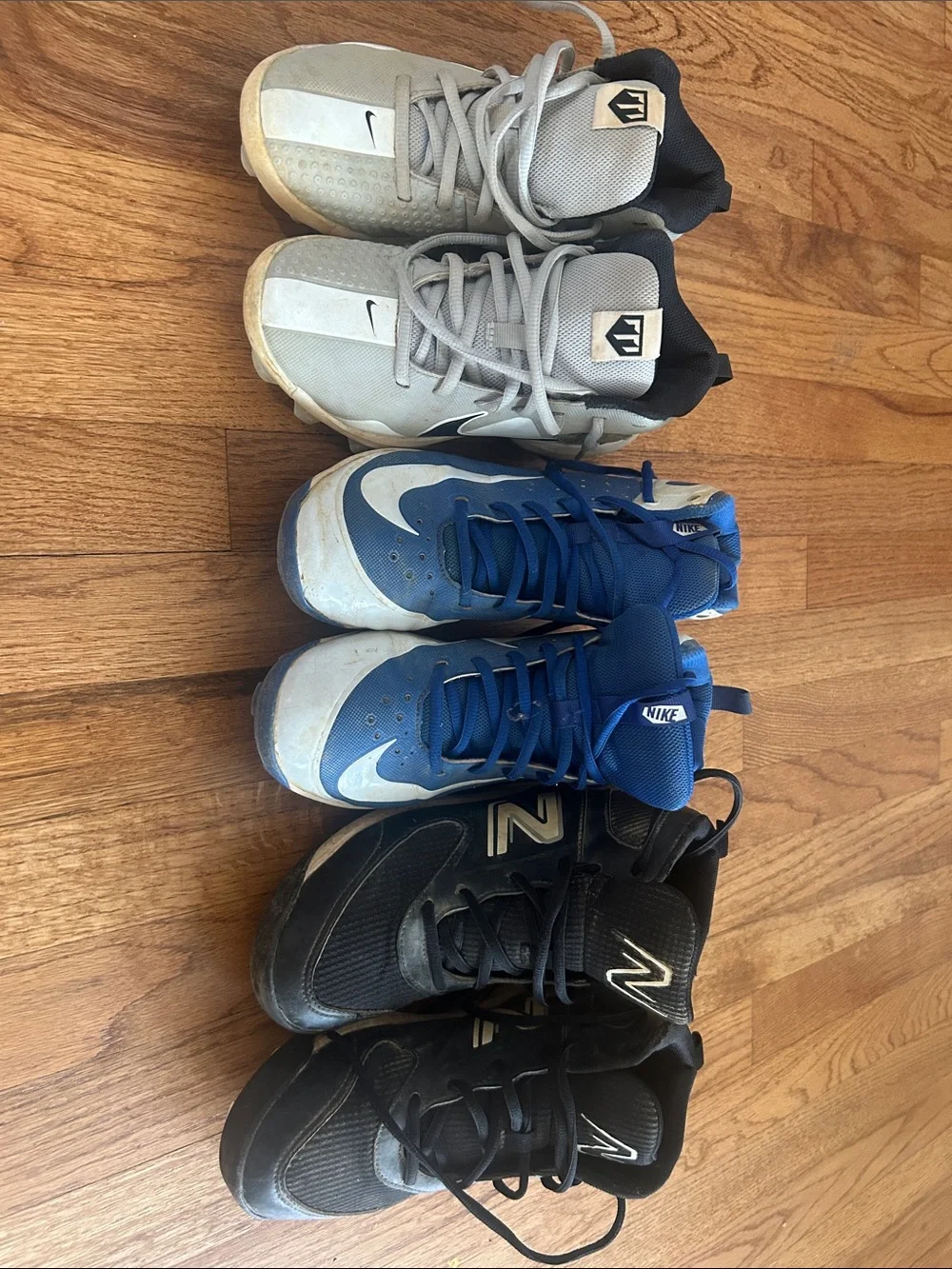 Nike Youth Baseball Cleats Lot – Gray, Blue, Black 3.5Y and 5Y